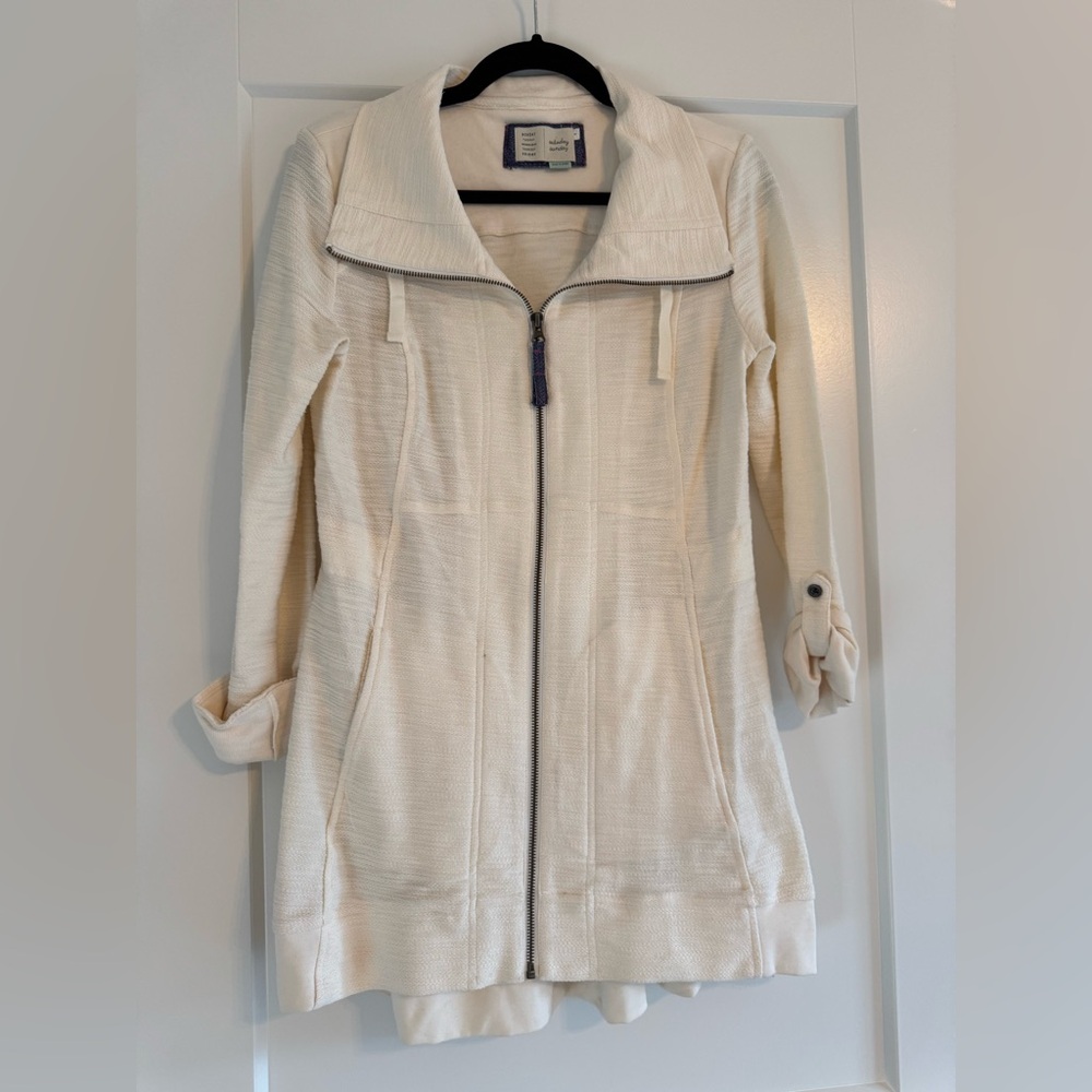 GUC! Saturday Sunday | Anthropologie Cream Textured Zip-Front Jacket, Sz. S